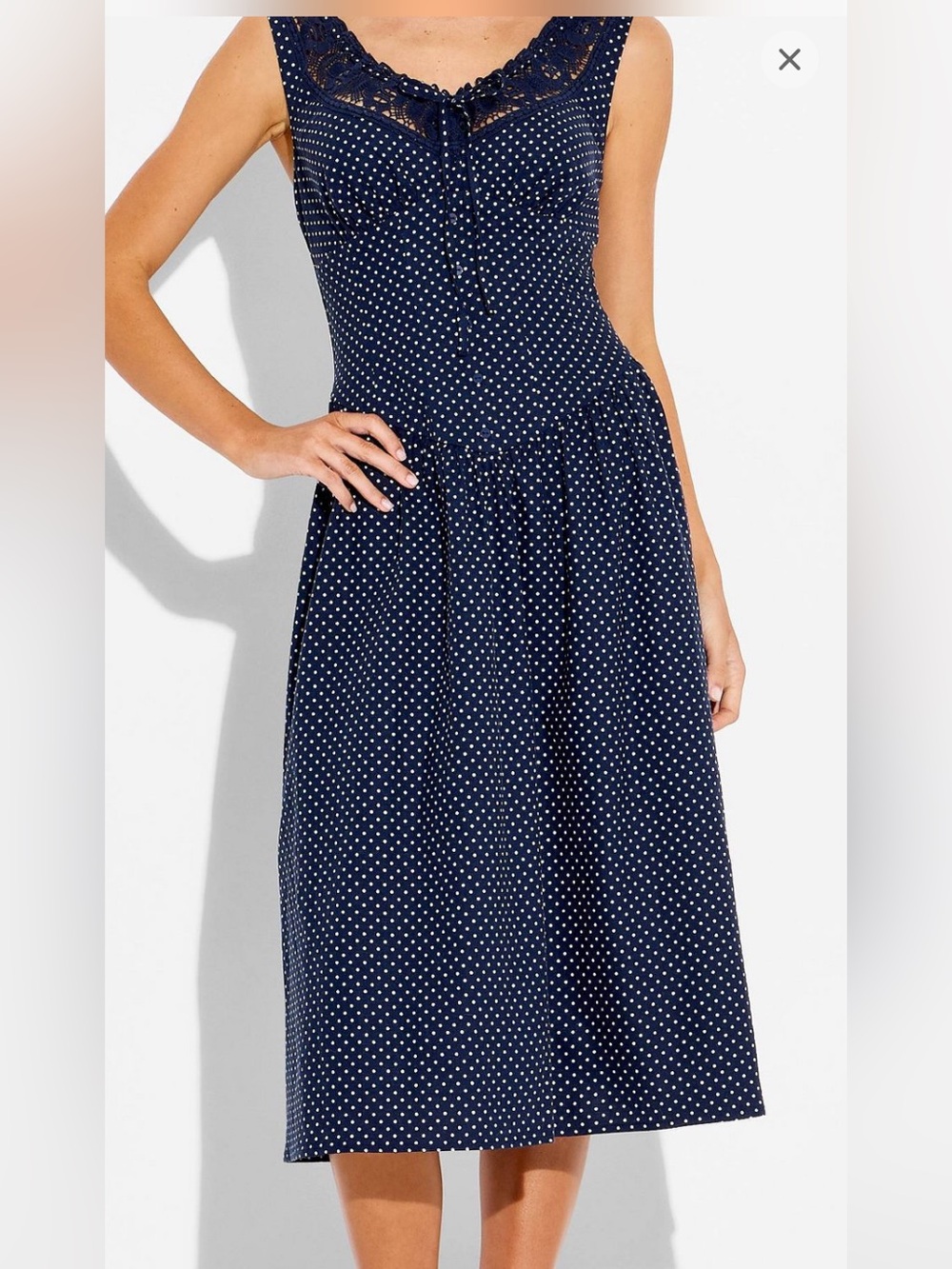 Target- Wild Fable Navy Blue Polka Dot Sleeveless Midi Dress